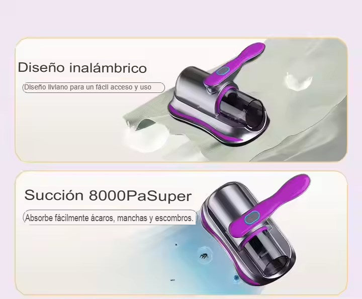🛏️ ASPIRADORA ANTI ÁCAROS INALÁMBRICA CON LUZ UV 🔆