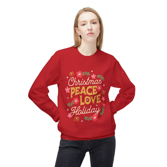 Christmas Peace Love Holiday Sweatshirt, Cozy Gift, Unisex Sweatshirt, Holiday Apparel, Festive Sweater, Winter Fashion